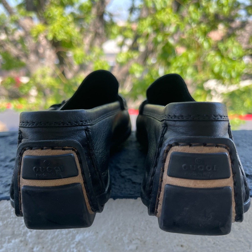 Gucci Black Leather Horsebit Loafers with Gold Hardware size 7.5 - Picture 7 of 9